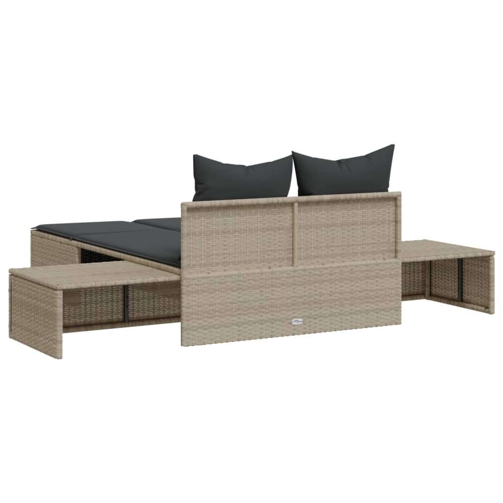 Doppel-Sonnenliege mit Auflagen Gartenliege Liegestuhl Loungeliege Poly Rattan - Bild 68 von 72