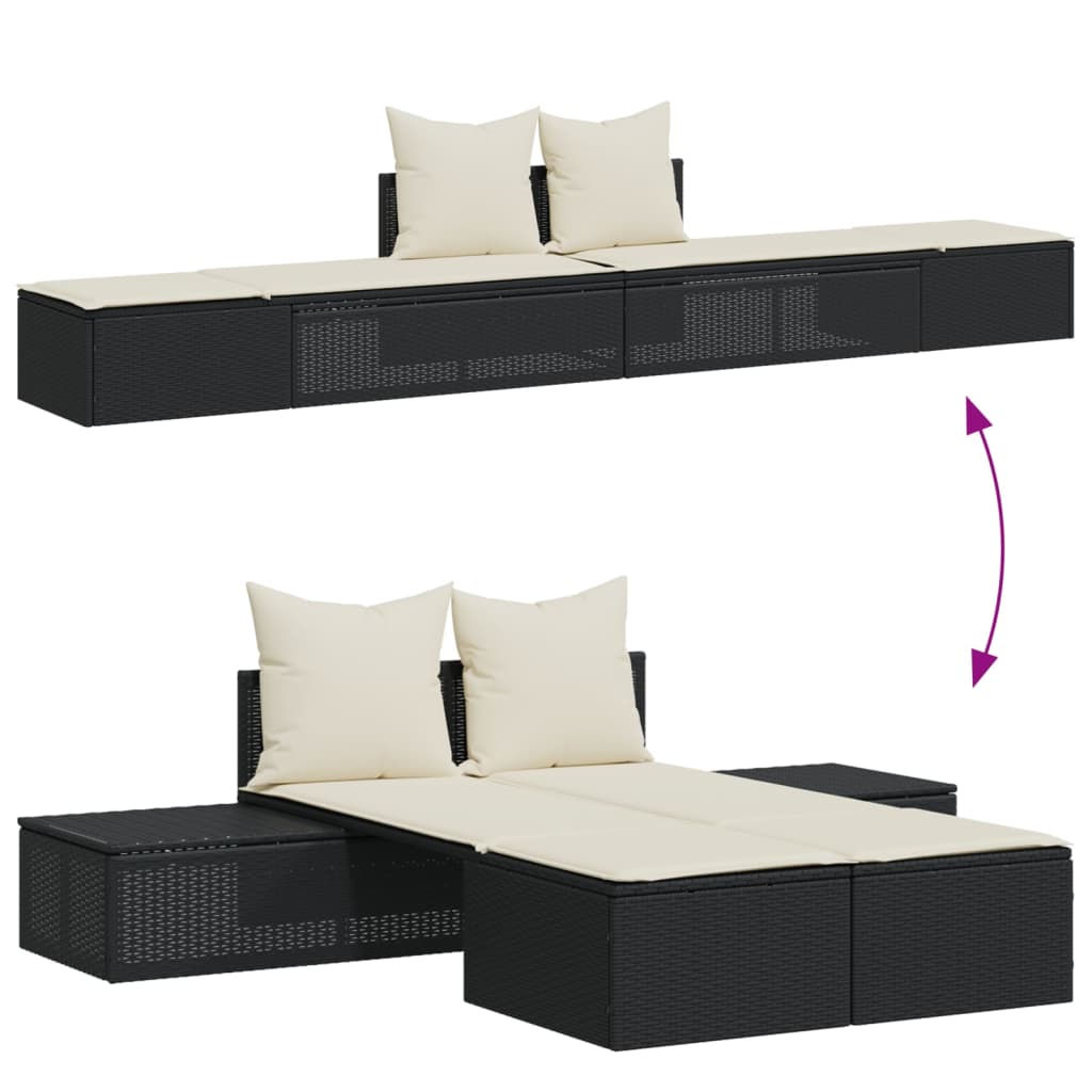 Doppel-Sonnenliege mit Auflagen Gartenliege Liegestuhl Loungeliege Poly Rattan - Bild 15 von 72