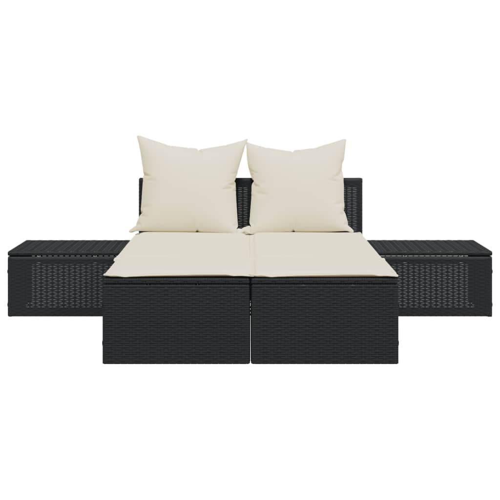 Doppel-Sonnenliege mit Auflagen Gartenliege Liegestuhl Loungeliege Poly Rattan - Bild 16 von 72