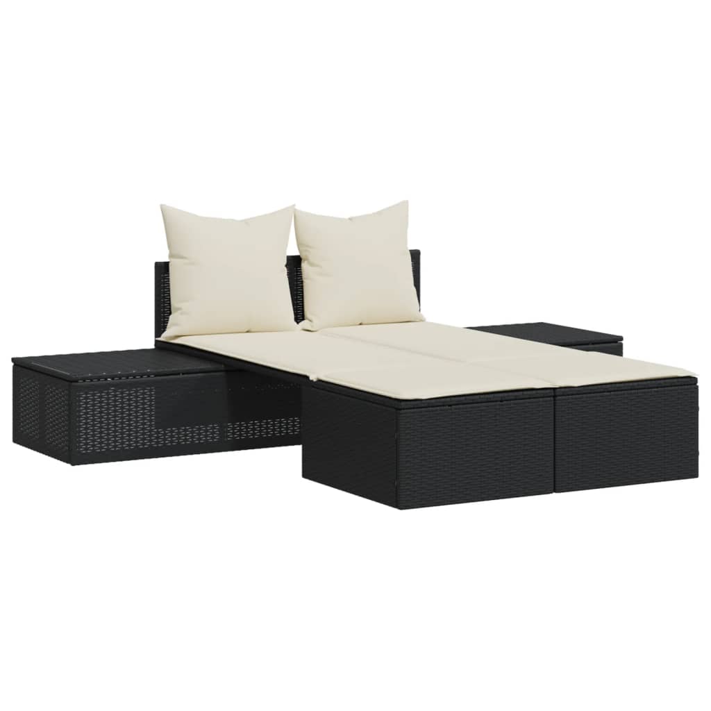 Doppel-Sonnenliege mit Auflagen Gartenliege Liegestuhl Loungeliege Poly Rattan - Bild 14 von 72