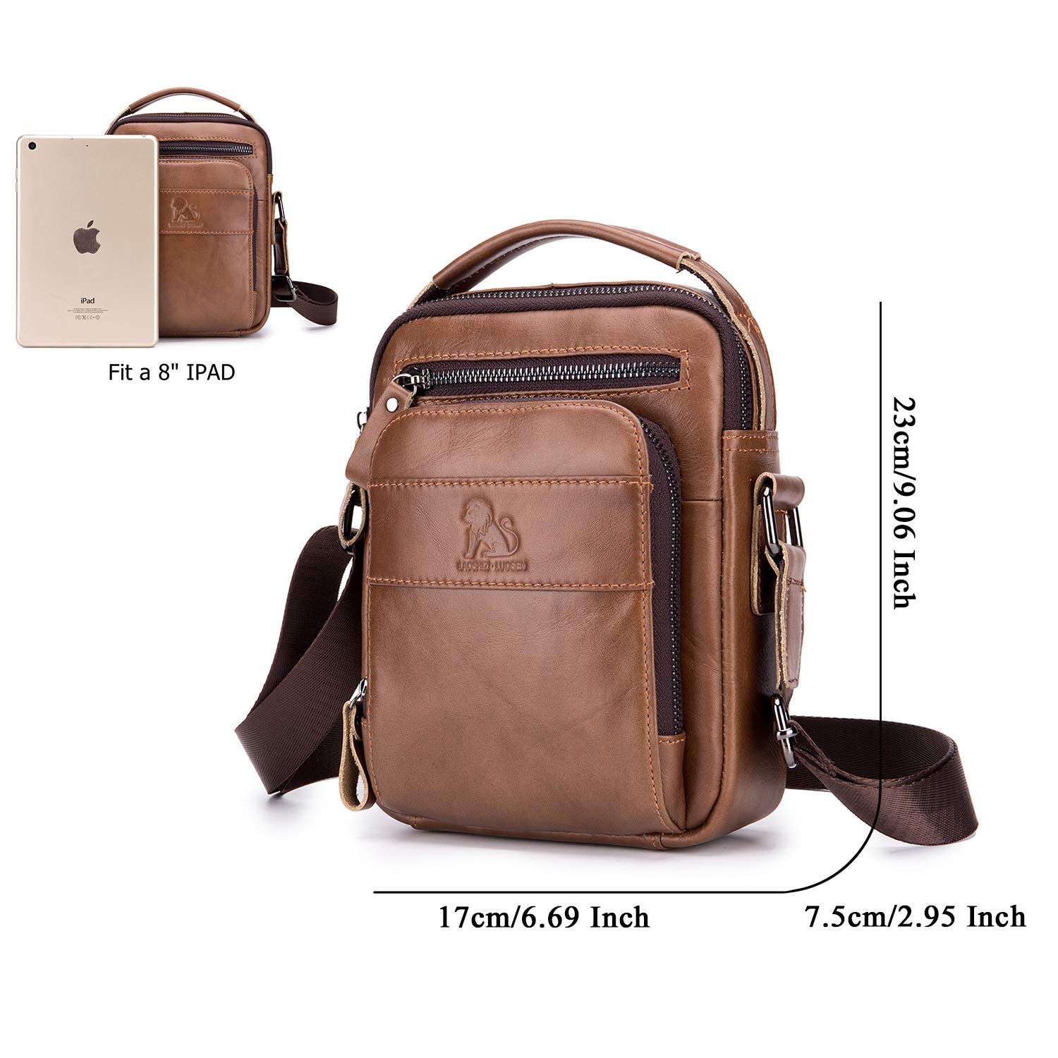 Herren Schultertasche Echte Leder Brusrtasche Crossbody Umhängetasche Bag Arbeit - Bild 12 von 31