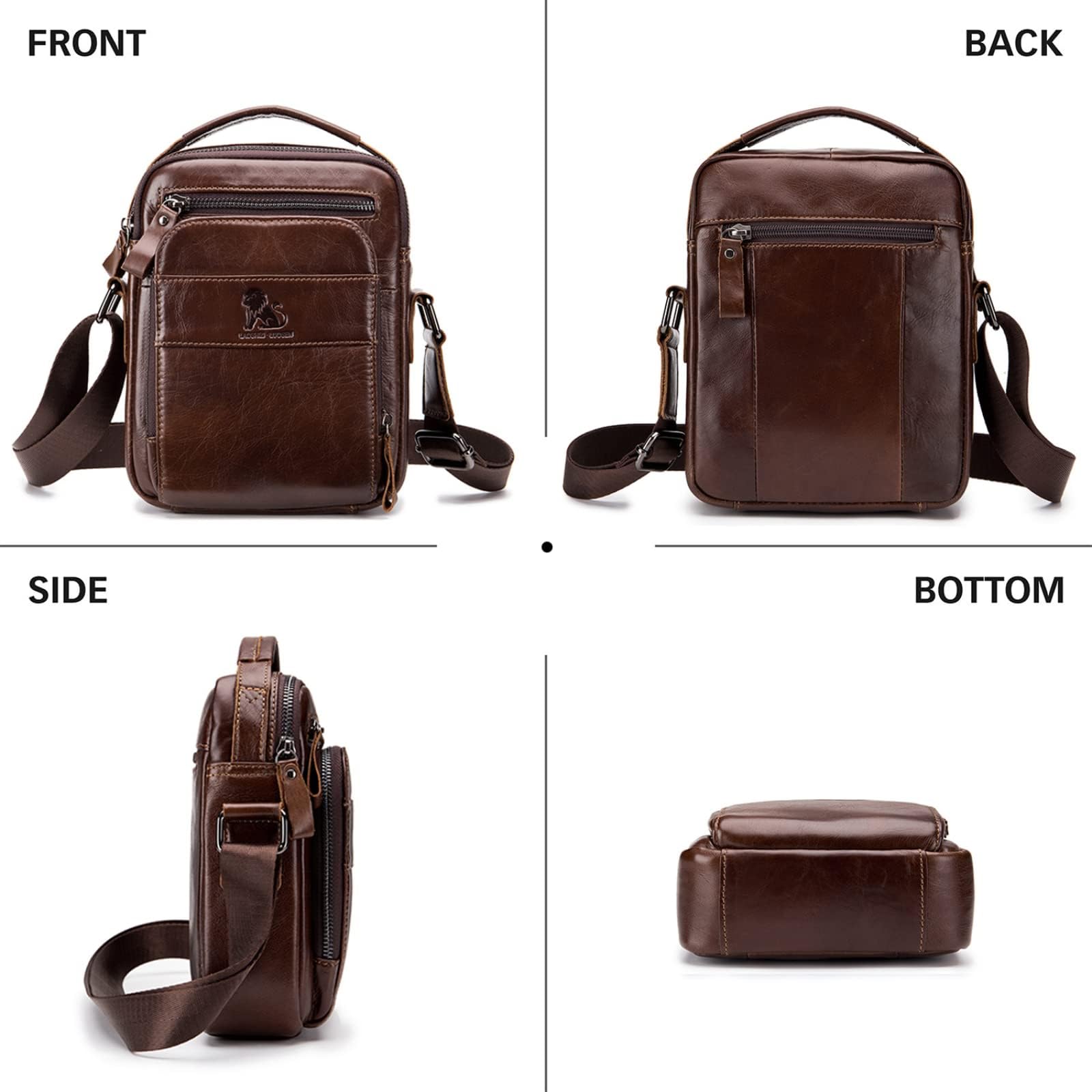 Herren Schultertasche Echte Leder Brusrtasche Crossbody Umhängetasche Bag Arbeit - Bild 3 von 31