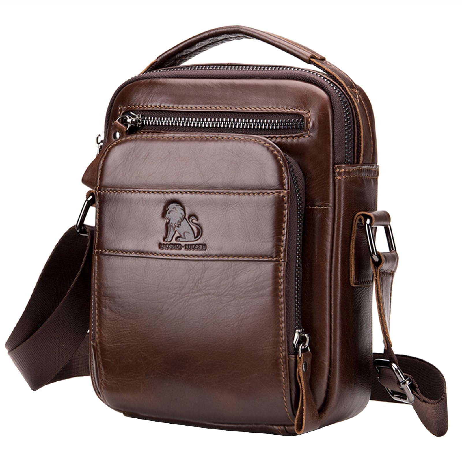 Herren Schultertasche Echte Leder Brusrtasche Crossbody Umhängetasche Bag Arbeit - Bild 2 von 31