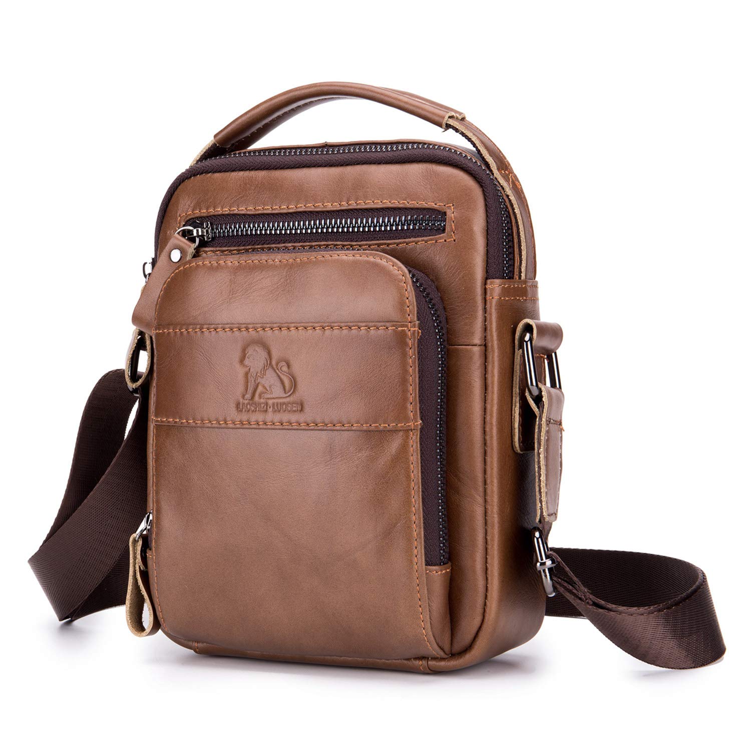 Herren Schultertasche Echte Leder Brusrtasche Crossbody Umhängetasche Bag Arbeit - Bild 8 von 31
