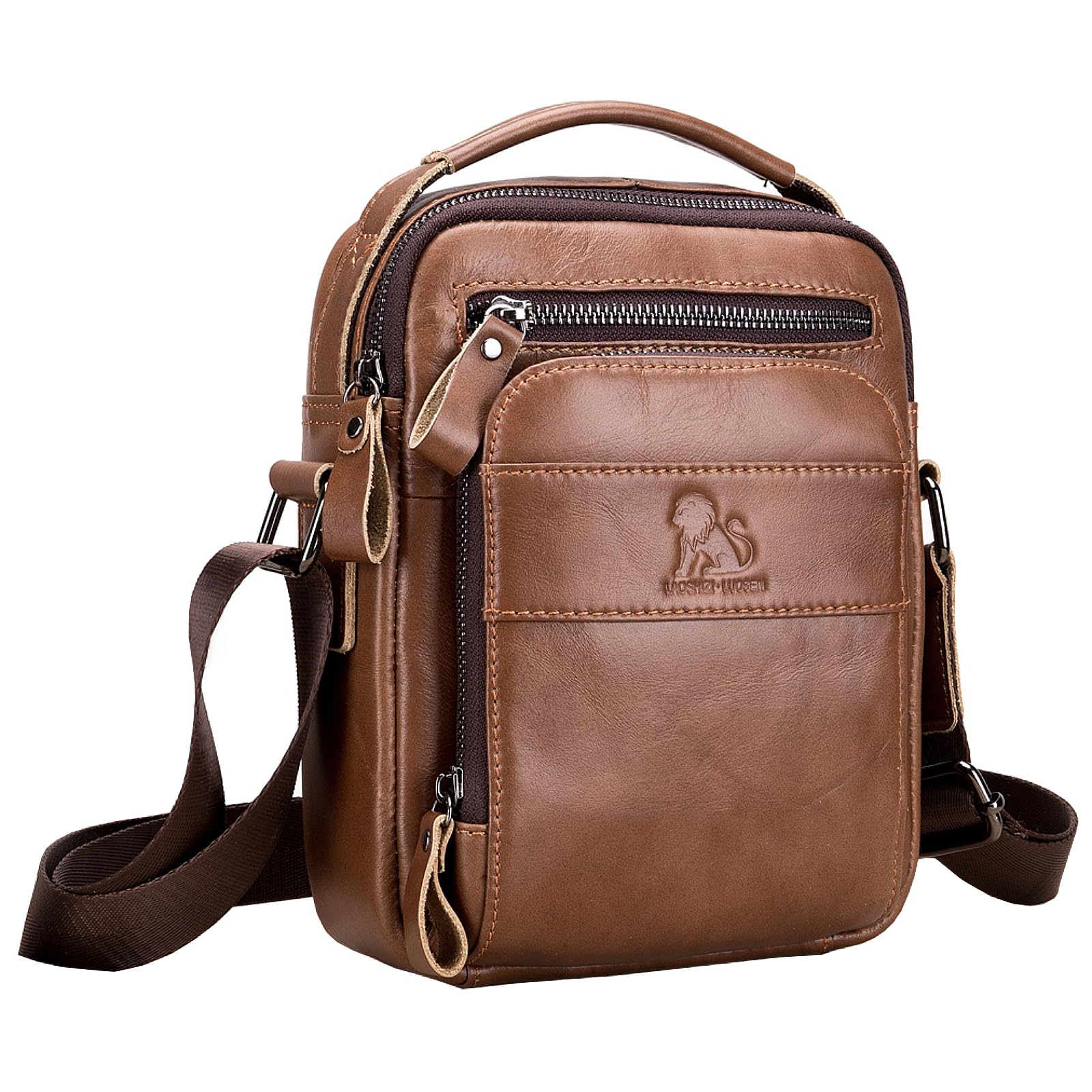 Herren Schultertasche Echte Leder Brusrtasche Crossbody Umhängetasche Bag Arbeit - Bild 16 von 31