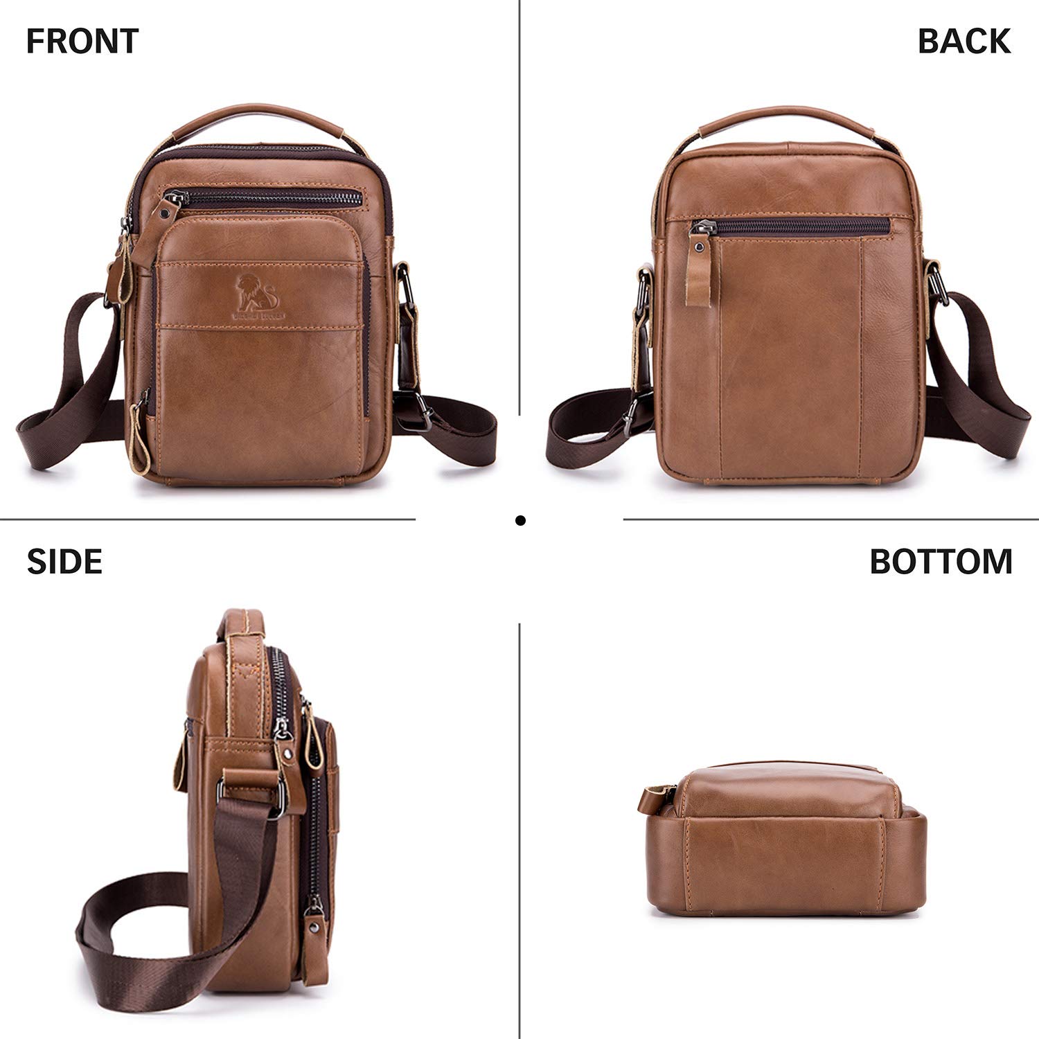 Herren Schultertasche Echte Leder Brusrtasche Crossbody Umhängetasche Bag Arbeit - Bild 13 von 31