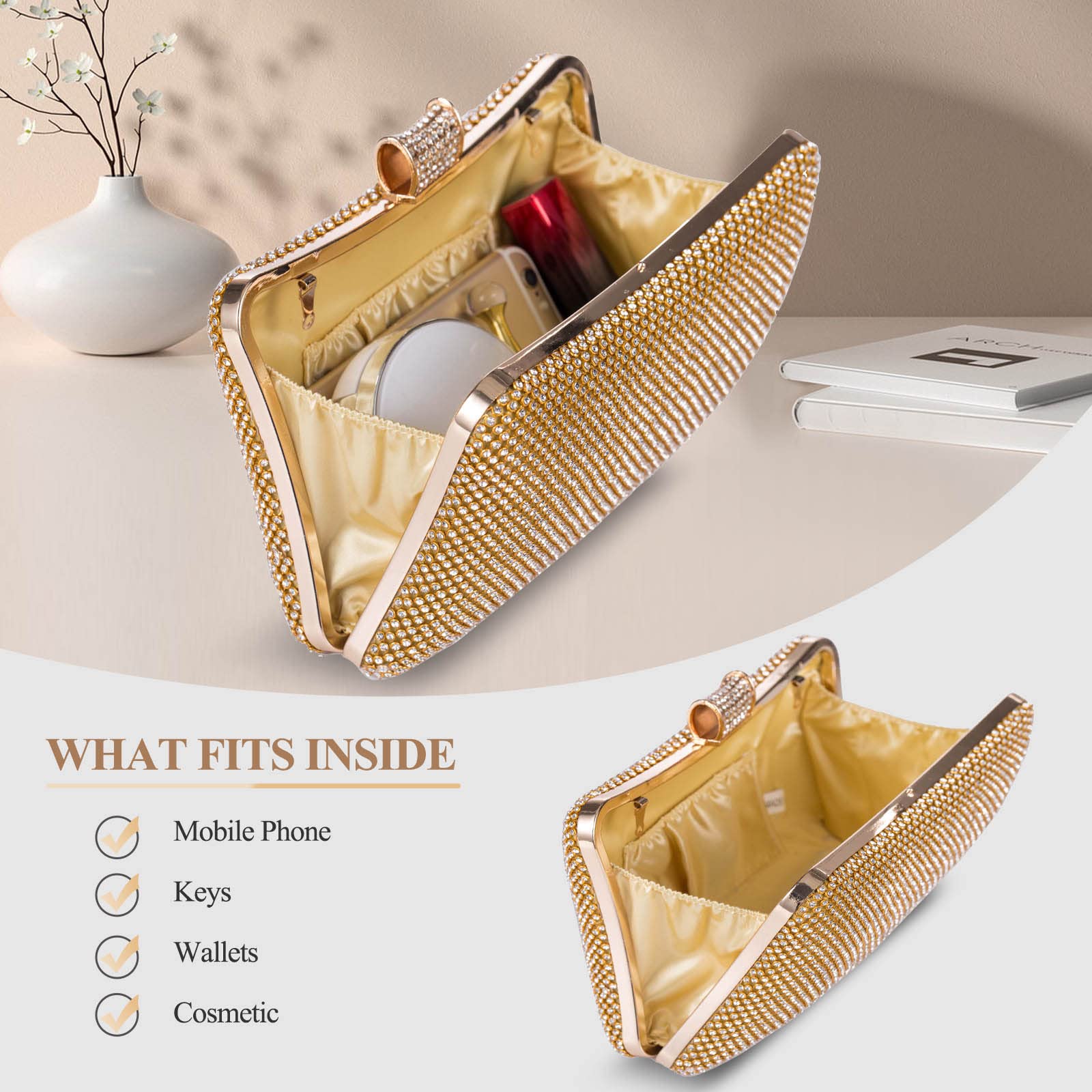 Abendtasche Damen Clutch Bag Kette Handtasche Umhängetasche Hochzeit Party Prom