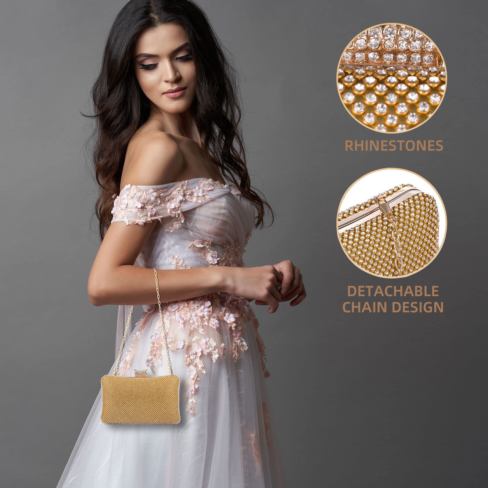 Abendtasche Damen Clutch Bag Kette Handtasche Umhängetasche Hochzeit Party Prom