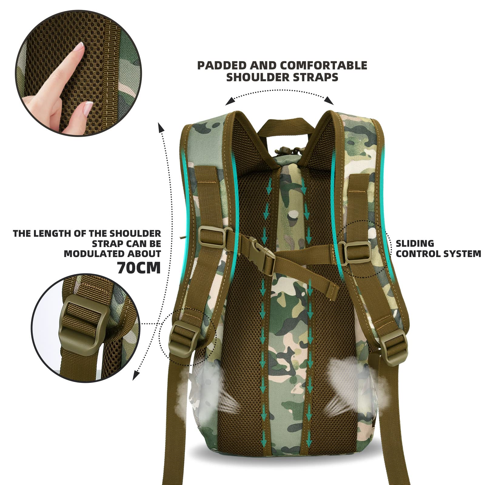 12L Taktischer Rucksack Trekkingrucksacke Molle Wanderrucksack Outdoor Tasche