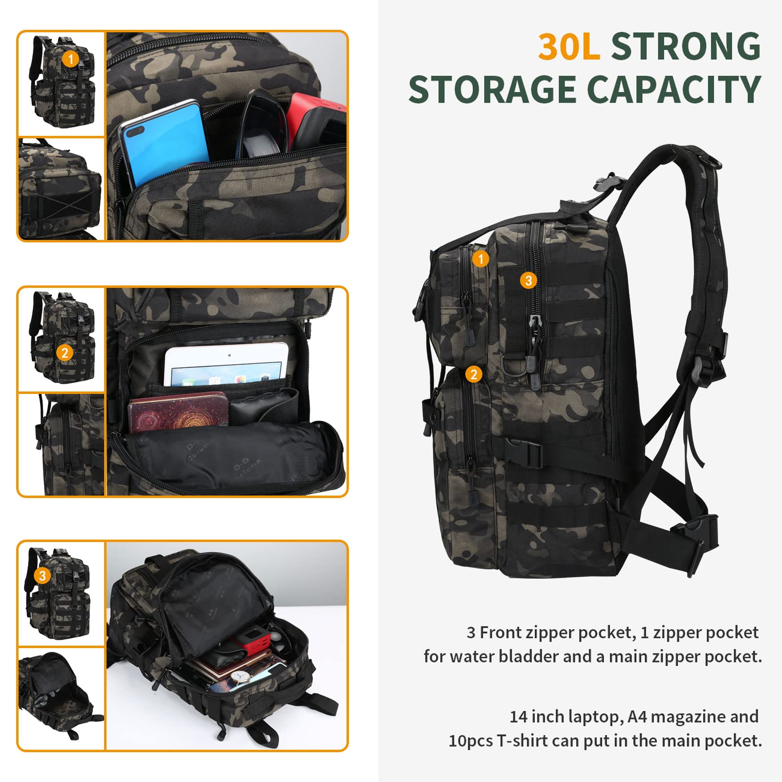 30L Taktisch Rucksack Wanderrucksack Molle Wasserdicht Tagesrucksack Outdoor