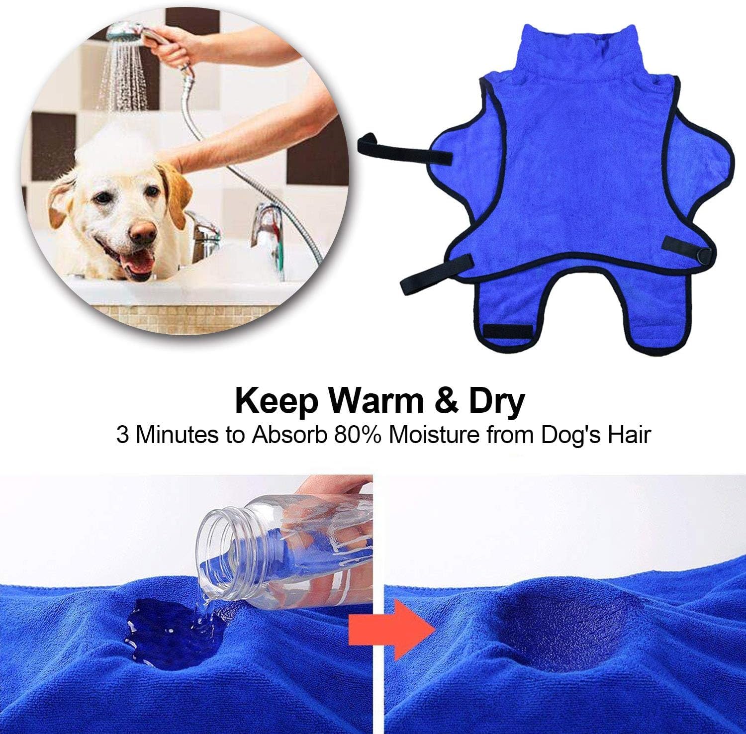 S-XL Hunde Bademantel Mikrofaser Hundehandtuch Schnell Trocknend Haustiermantel