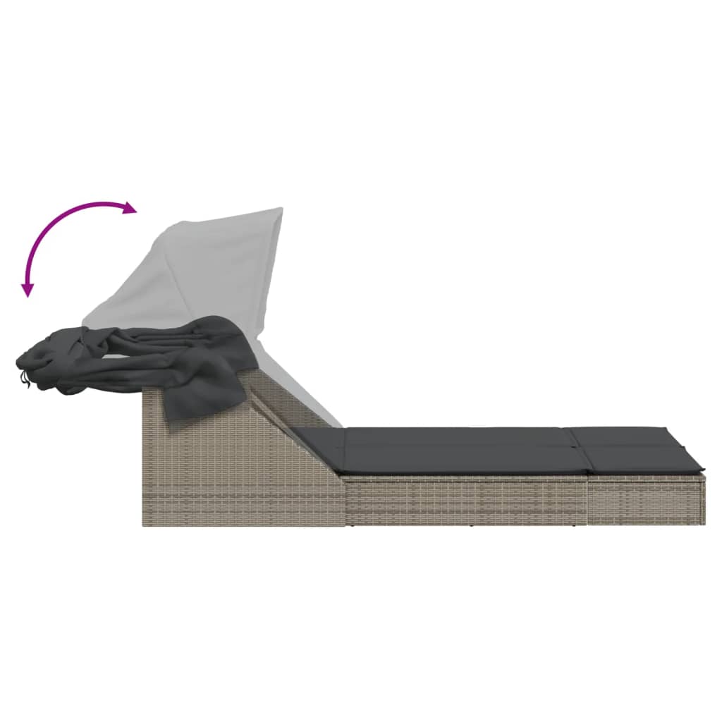 Sonneninsel Doppel-Sonnenliege mit Dach Poly Rattan Gartenliege 2 Personen Liege - Bild 44 von 65