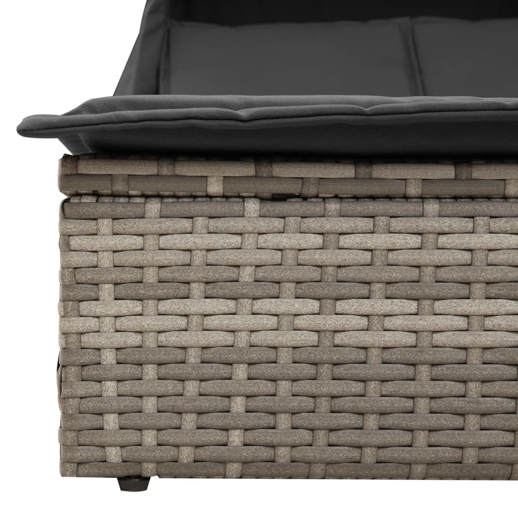 Sonneninsel Doppel-Sonnenliege mit Dach Poly Rattan Gartenliege 2 Personen Liege - Bild 45 von 65