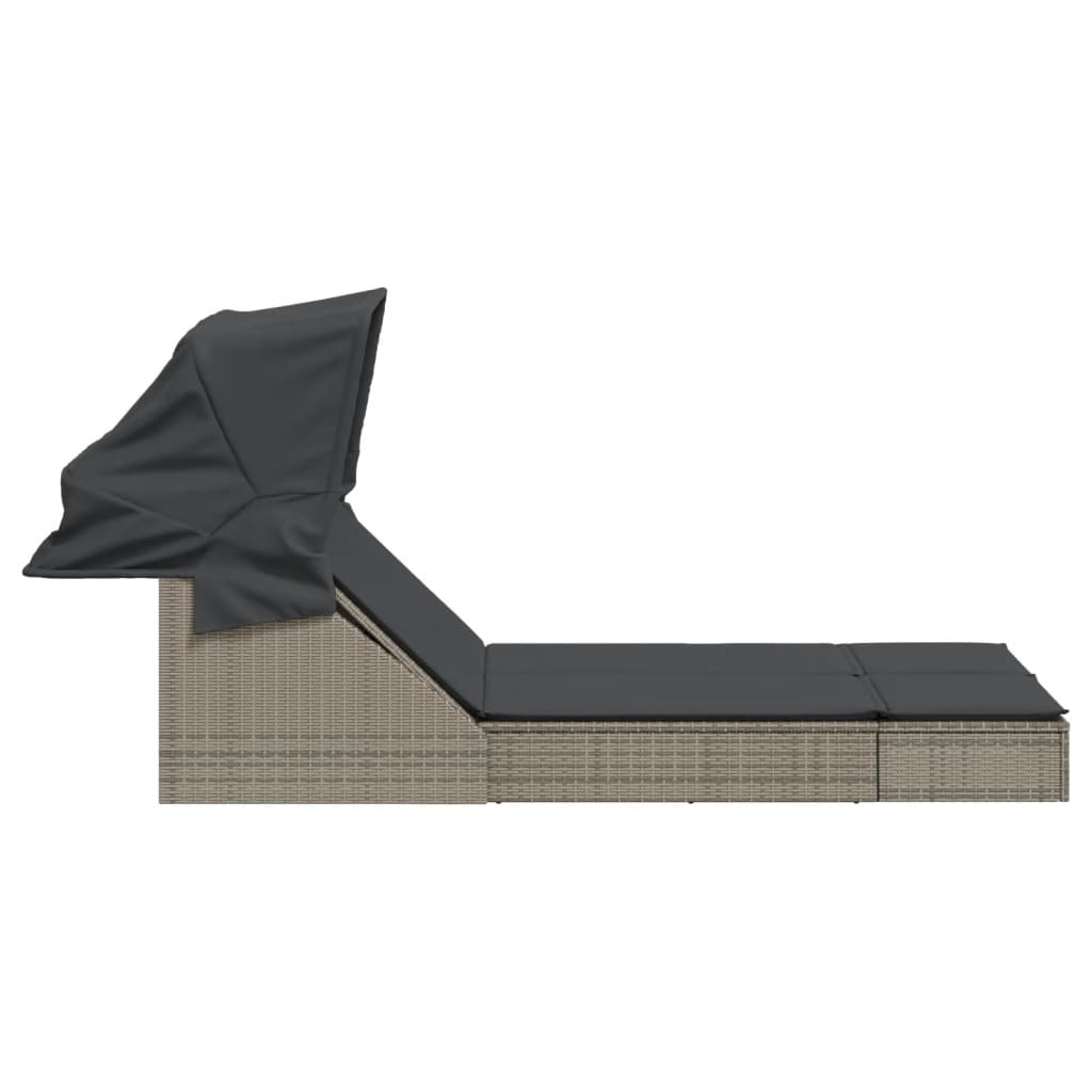 Sonneninsel Doppel-Sonnenliege mit Dach Poly Rattan Gartenliege 2 Personen Liege - Bild 42 von 65