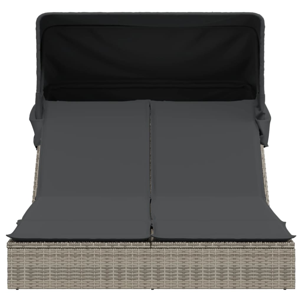 Sonneninsel Doppel-Sonnenliege mit Dach Poly Rattan Gartenliege 2 Personen Liege - Bild 41 von 65