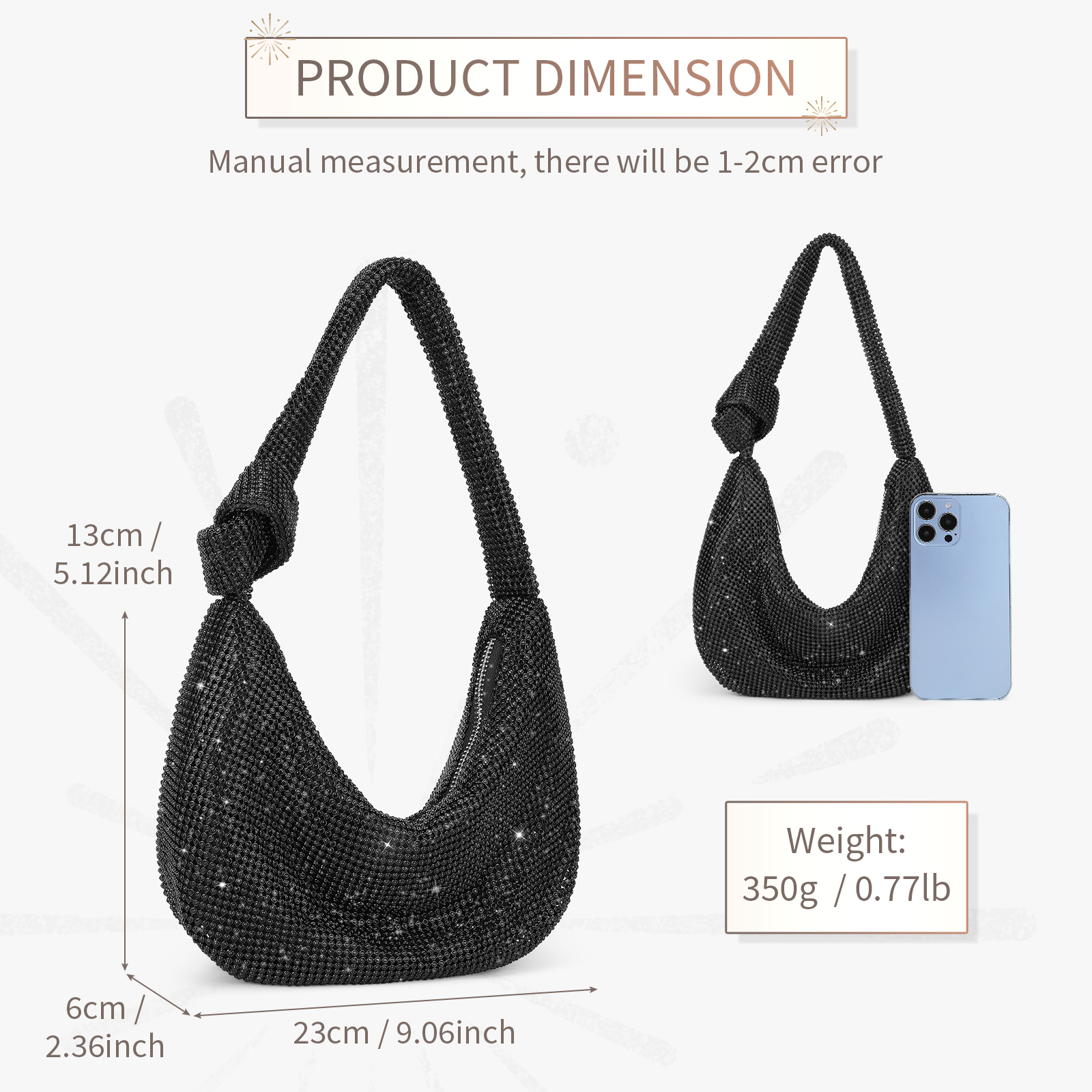 Women Rhinestone Evening Bag Wedding Clutch Purse Sparkly Prom Cocktail Handbag - Picture 5 of 79