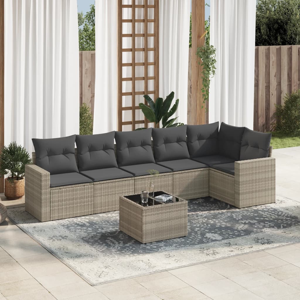 Garten-Sofagarnitur Essgruppe Gartengarnitur Sitzgruppe mit Kissen Poly Rattan - Bild 29 von 30
