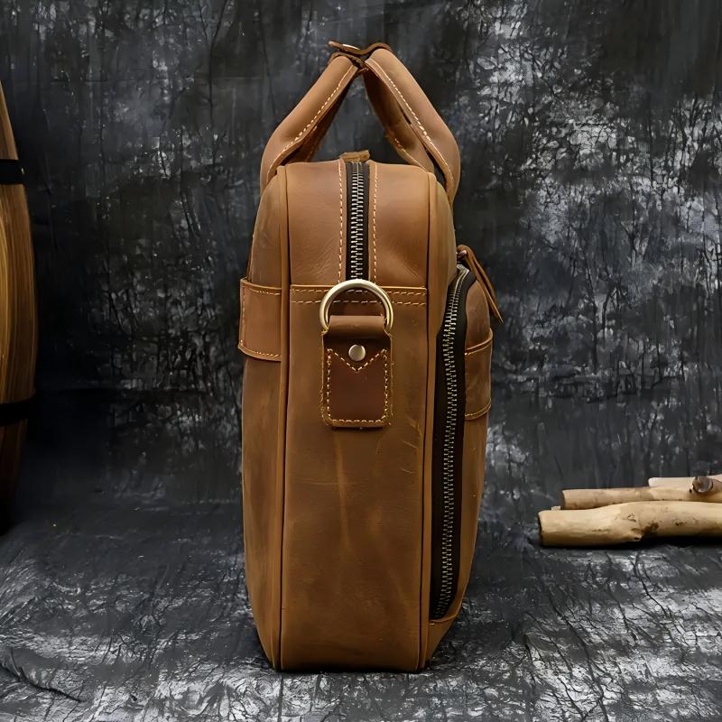Vintage Men Briefcase Genuine Leather Shoulder Bag Laptop Bag Case Messenger Bag - Picture 39 of 47