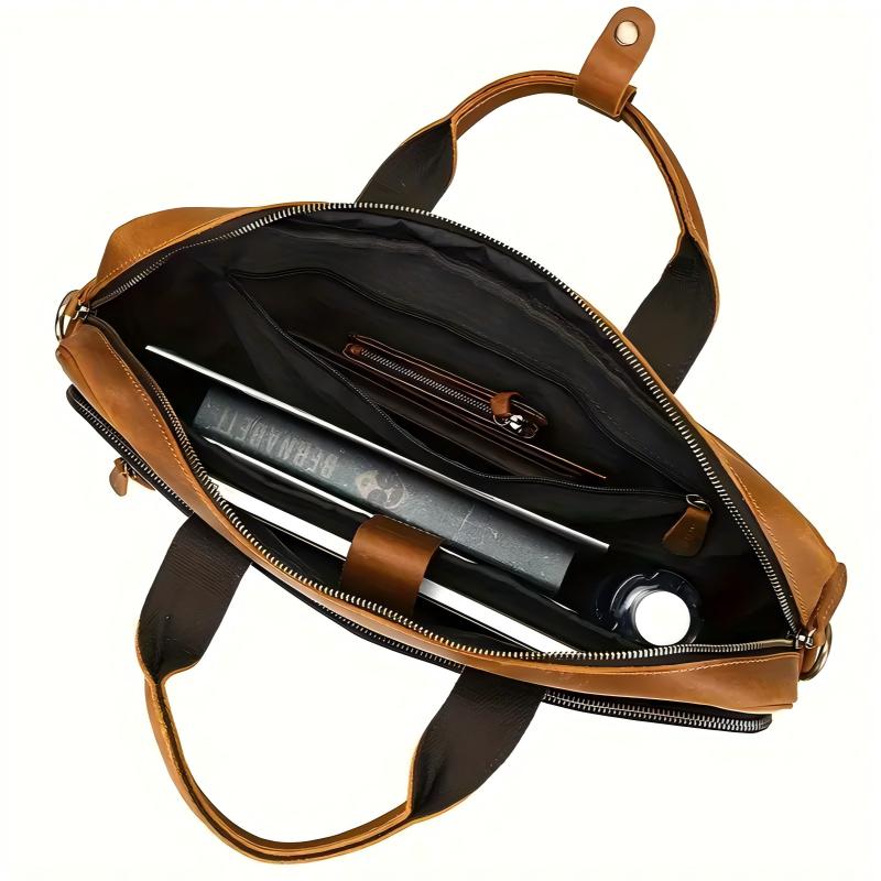 Vintage Men Briefcase Genuine Leather Shoulder Bag Laptop Bag Case Messenger Bag - Picture 37 of 47