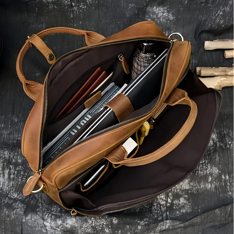 Vintage Men Briefcase Genuine Leather Shoulder Bag Laptop Bag Case Messenger Bag - Picture 35 of 47