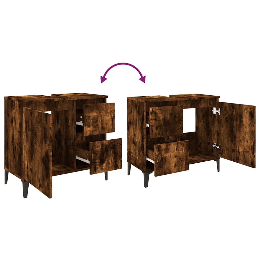 Waschbeckenunterschrank Waschtisch Unterschrank Badschrank mit 2 Schubladen - Bild 57 von 86