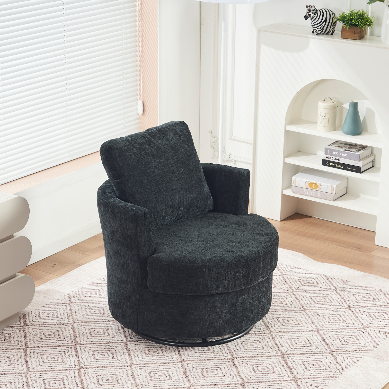 Soft Fabric Sofa Armchair Cuddle Chair Swivel Plush Soft Chairs Cushion Pillow