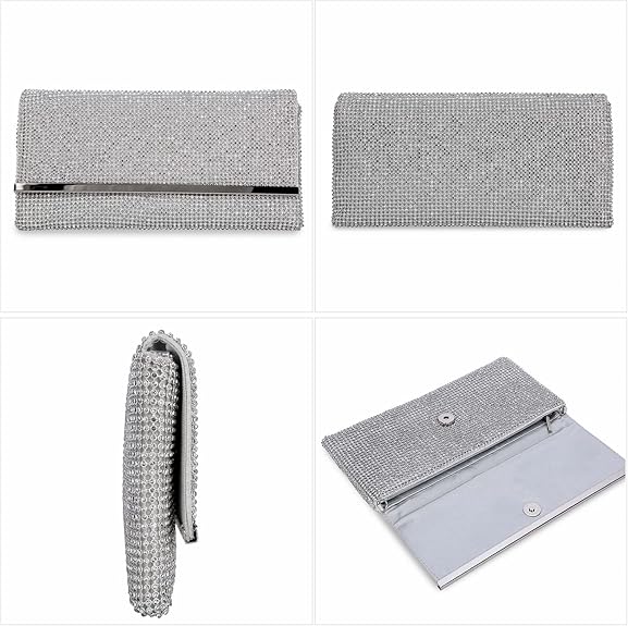 Women Evening Clutch Bag Glitter Handbag for Wedding Cocktail Prom Party Purse - Picture 12 of 85