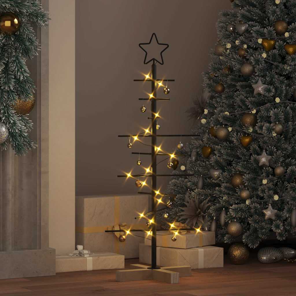 Weihnachtsbaum Metall mit Holzständer Christbaum Deko Tannenbaum Schwarz vidaXL