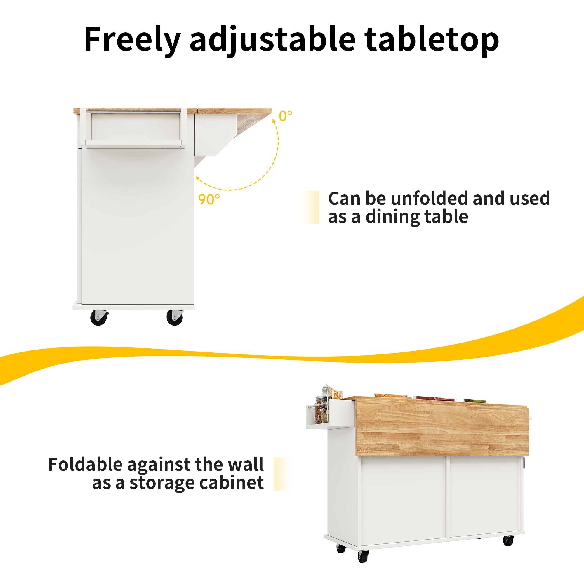 Wood Kitchen Island Trolley Serving Cart Rolling Storage Drawer Cabinet acheter Cupboard
