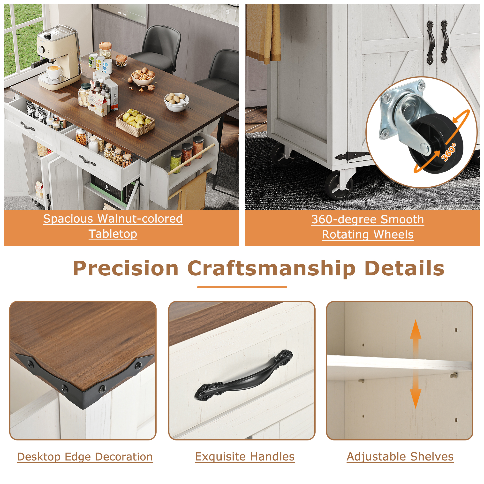 Wood Kitchen Island Trolley Serving officiel Cart Rolling Storage Drawer Cabinet Cupboard