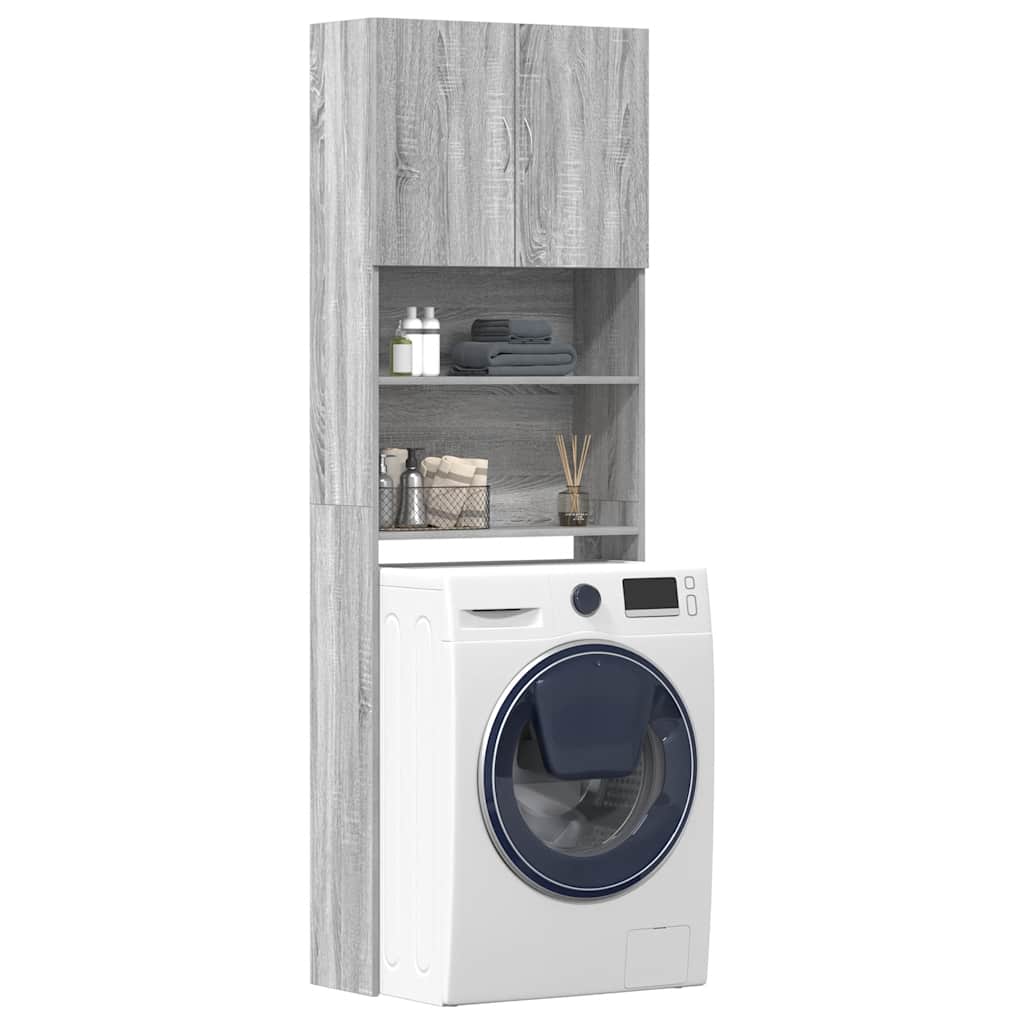 Waschmaschinenschrank Badezimmerschrank Badzimmer 64x24x190 cm Holzwerkstoff - Bild 28 von 33