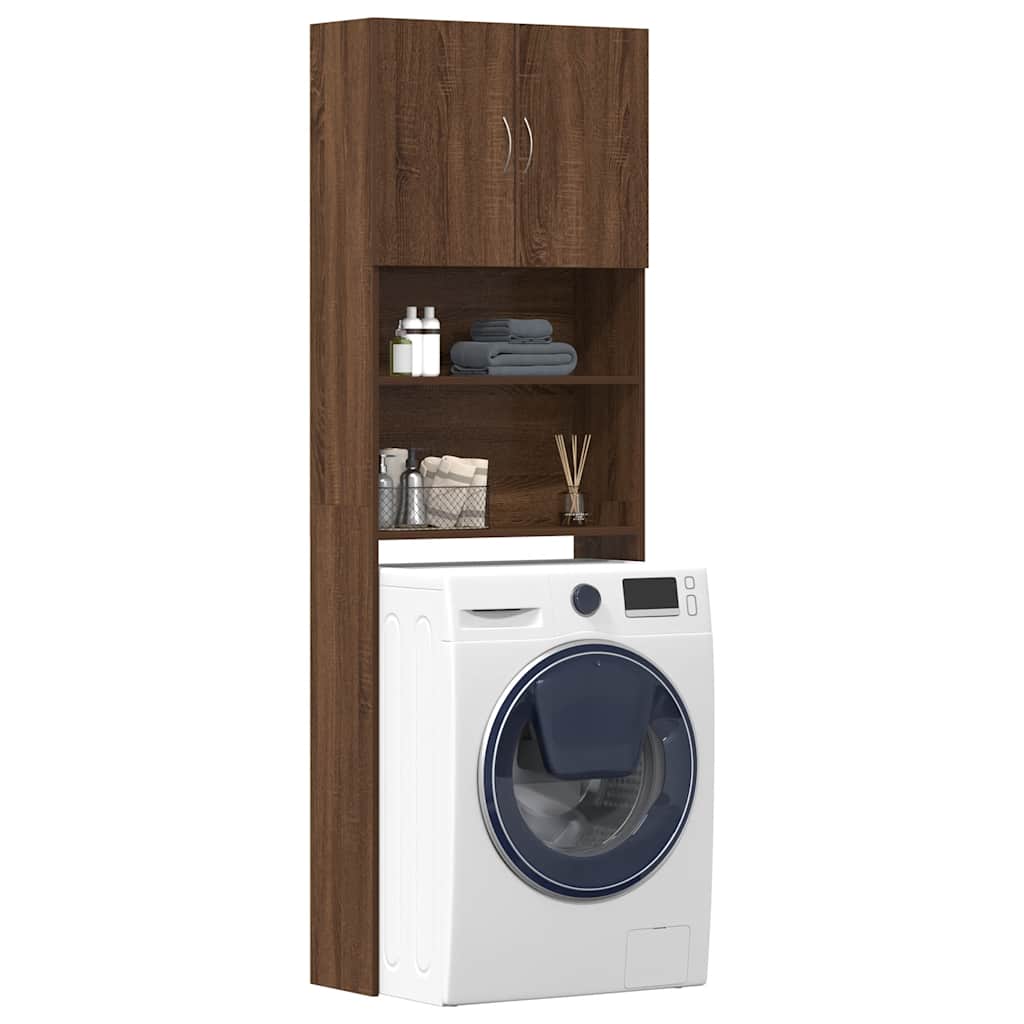Waschmaschinenschrank Badezimmerschrank Badzimmer 64x24x190 cm Holzwerkstoff - Bild 29 von 33