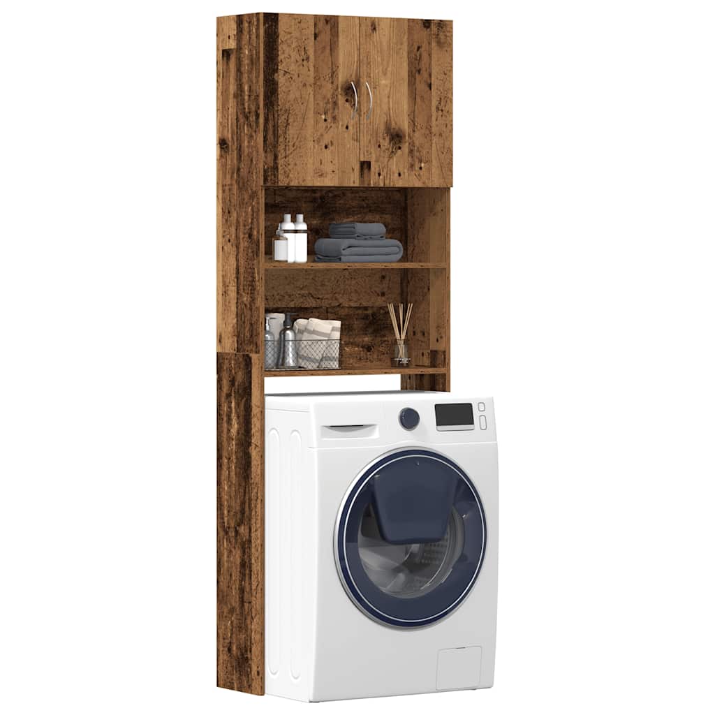 Waschmaschinenschrank Badezimmerschrank Badzimmer 64x24x190 cm Holzwerkstoff - Bild 30 von 33