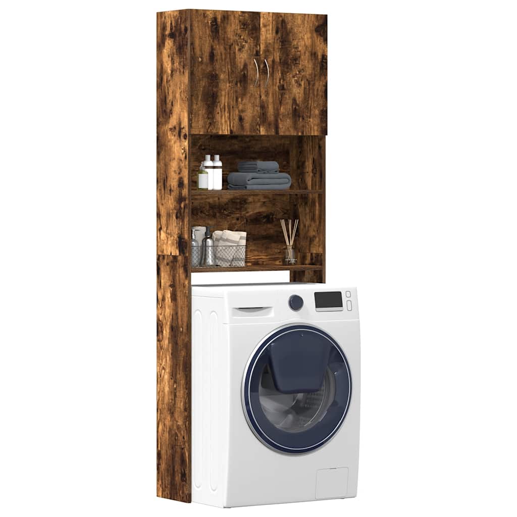 Waschmaschinenschrank Badezimmerschrank Badzimmer 64x24x190 cm Holzwerkstoff - Bild 27 von 33