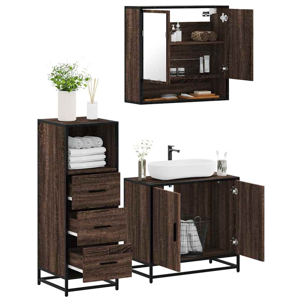 3-tlg Badezimmermöbel Set WC Spiegelschrank Unterschrank Badschrank mit Staufach - Bild 26 von 26