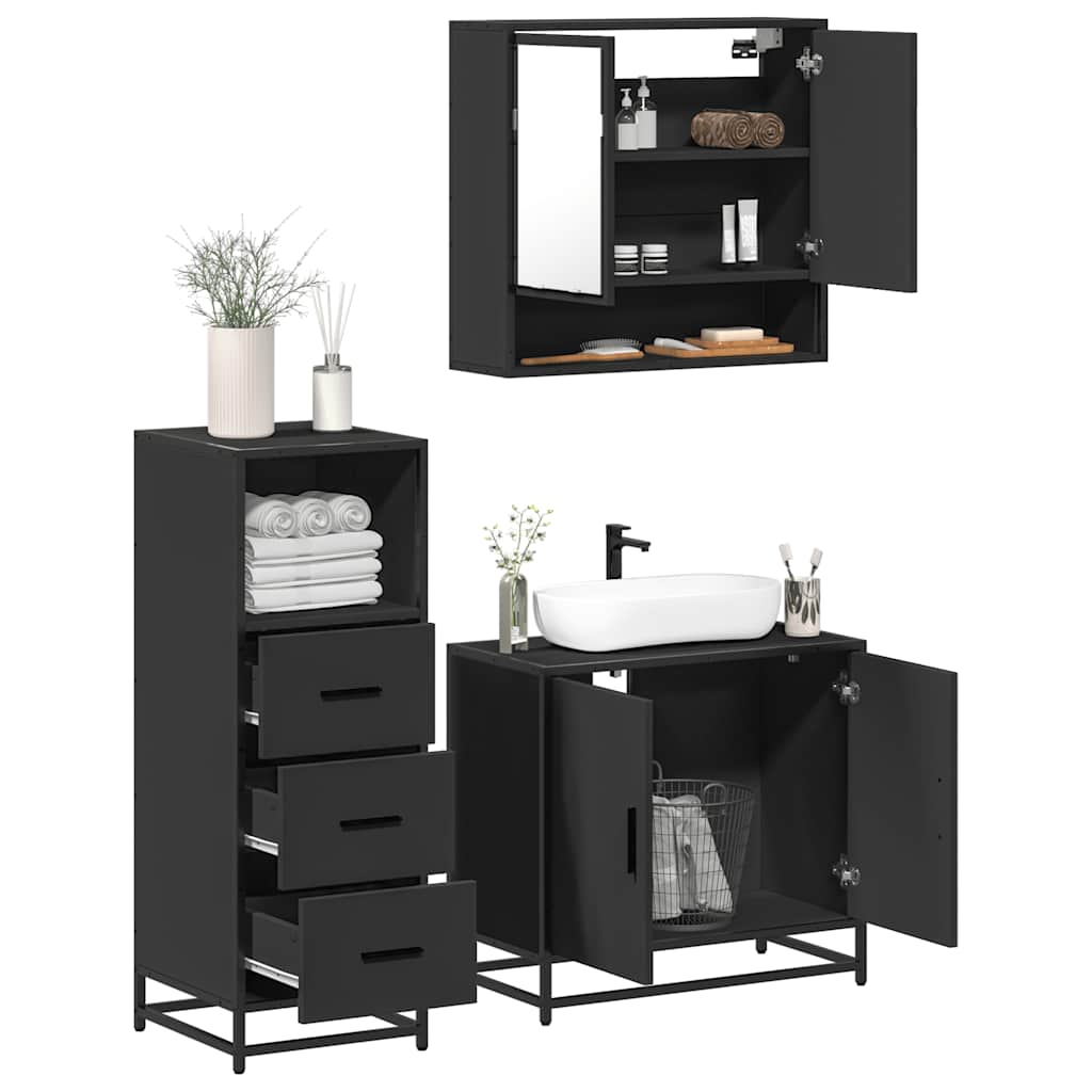 3-tlg Badezimmermöbel Set WC Spiegelschrank Unterschrank Badschrank mit Staufach - Bild 22 von 26