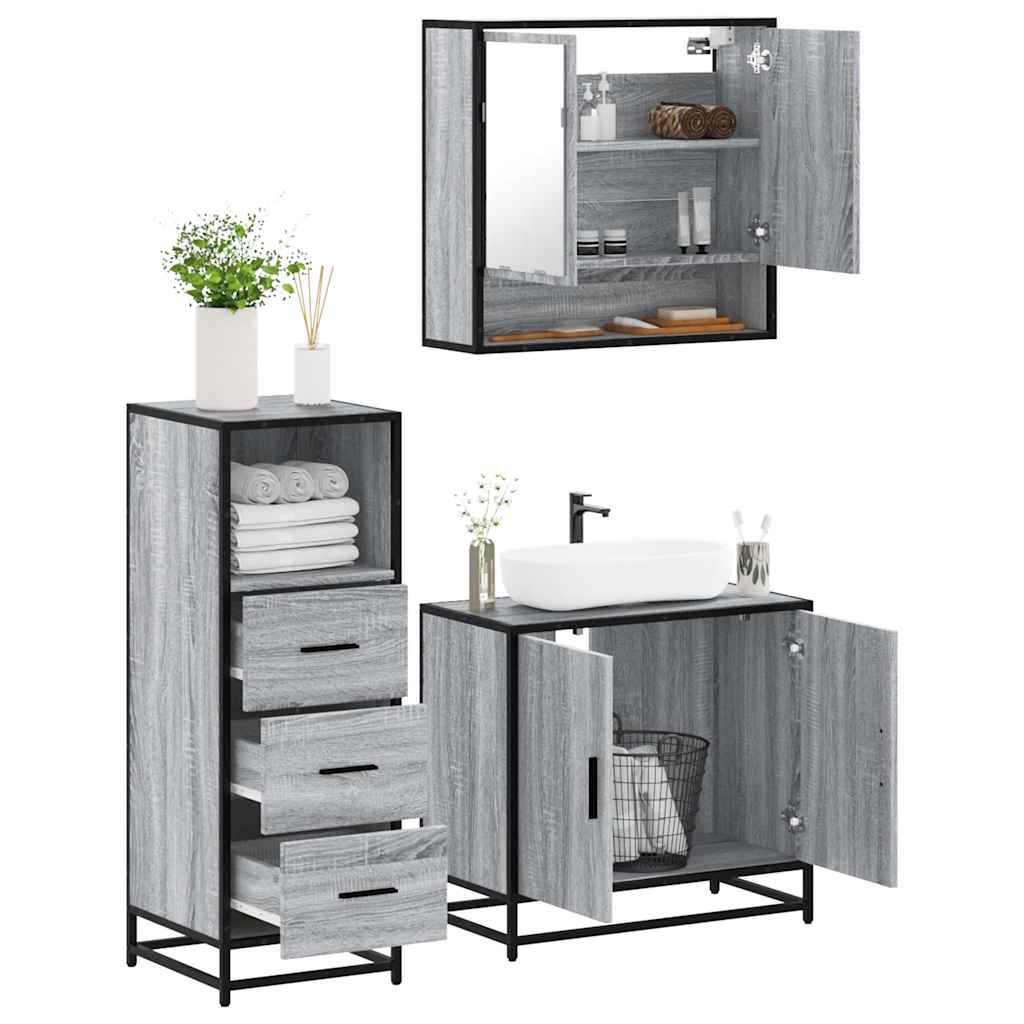 3-tlg Badezimmermöbel Set WC Spiegelschrank Unterschrank Badschrank mit Staufach - Bild 25 von 26