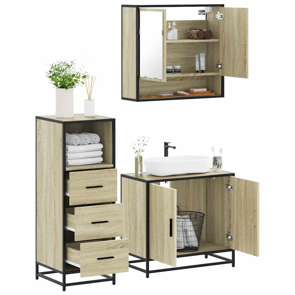 3-tlg Badezimmermöbel Set WC Spiegelschrank Unterschrank Badschrank mit Staufach - Bild 23 von 26