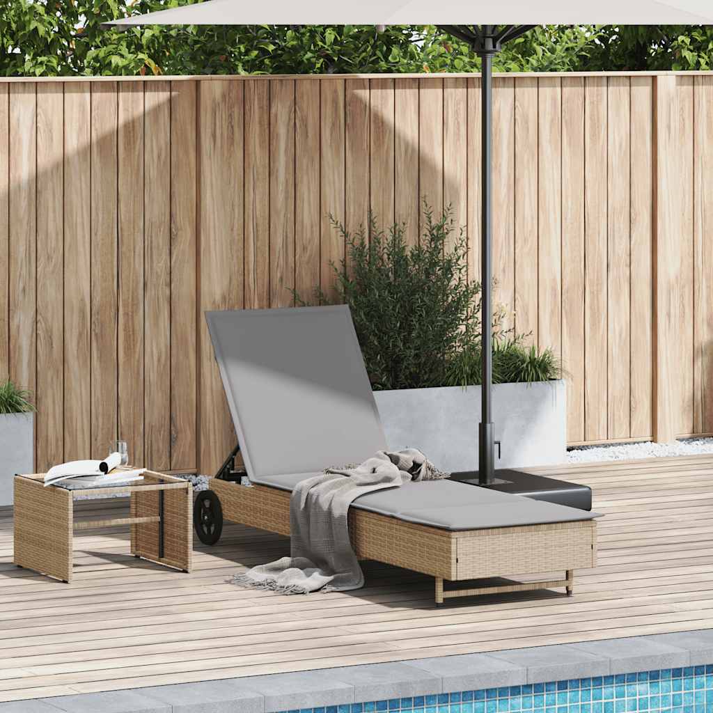 Sonnenliege Gartenliege Balkonliege Liege mit Rollen und Auflage Poly Rattan - Bild 17 von 19