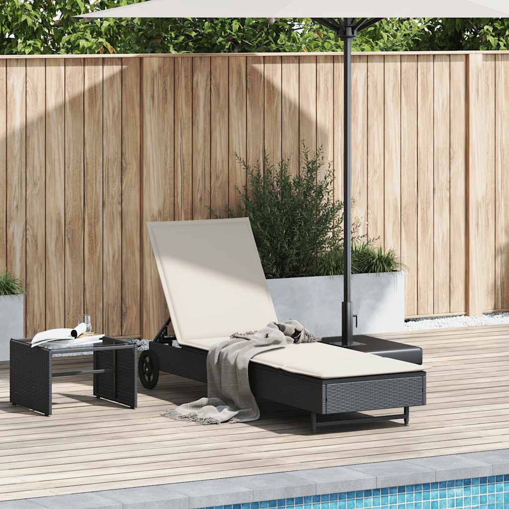 Sonnenliege Gartenliege Balkonliege Liege mit Rollen und Auflage Poly Rattan - Bild 14 von 19