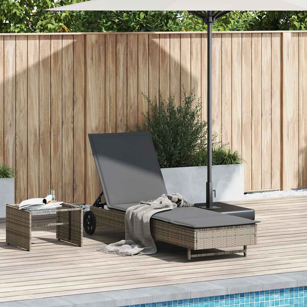 Sonnenliege Gartenliege Balkonliege Liege mit Rollen und Auflage Poly Rattan - Bild 16 von 19