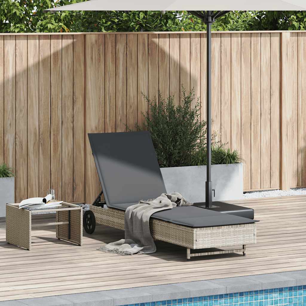Sonnenliege Gartenliege Balkonliege Liege mit Rollen und Auflage Poly Rattan - Bild 19 von 19