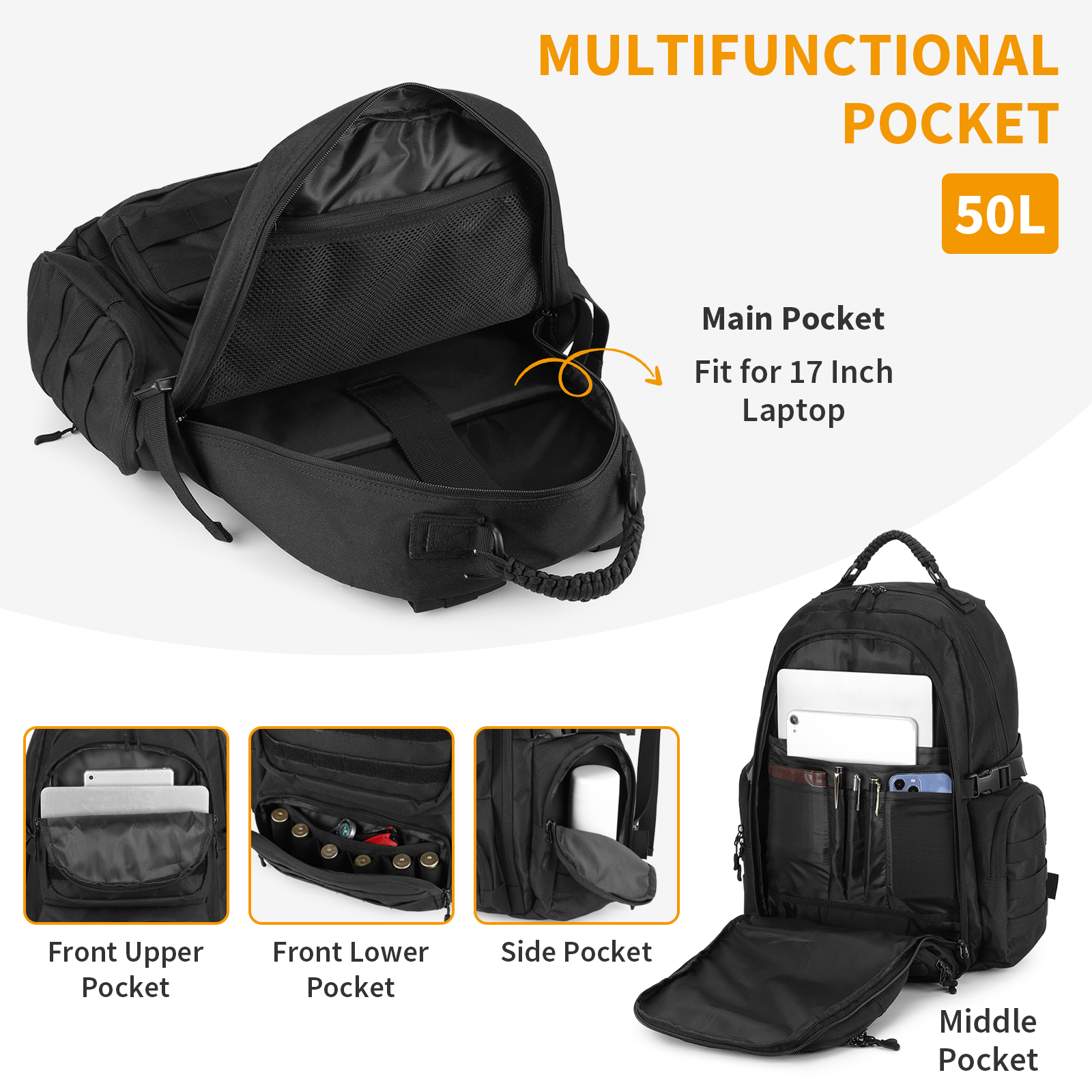 40L 50L Taktischer Rucksack Militär Wanderrucksack Wasserdicht Trekkingrucksack