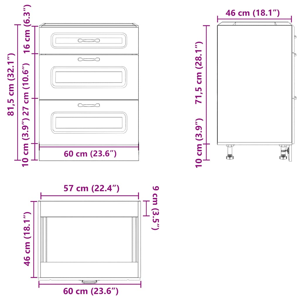 Braune Eiche Küchenschrank Küchenzeile Unterschrank Einbauküche - Kalmar Line - Bild 258 von 278
