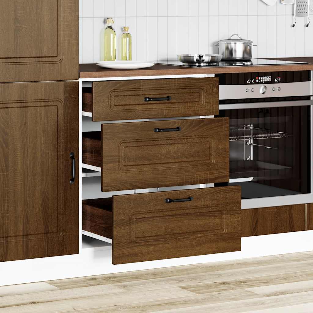Braune Eiche Küchenschrank Küchenzeile Unterschrank Einbauküche - Kalmar Line - Bild 259 von 278