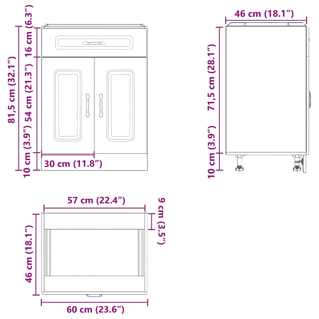 Braune Eiche Küchenschrank Küchenzeile Unterschrank Einbauküche - Kalmar Line - Bild 80 von 278