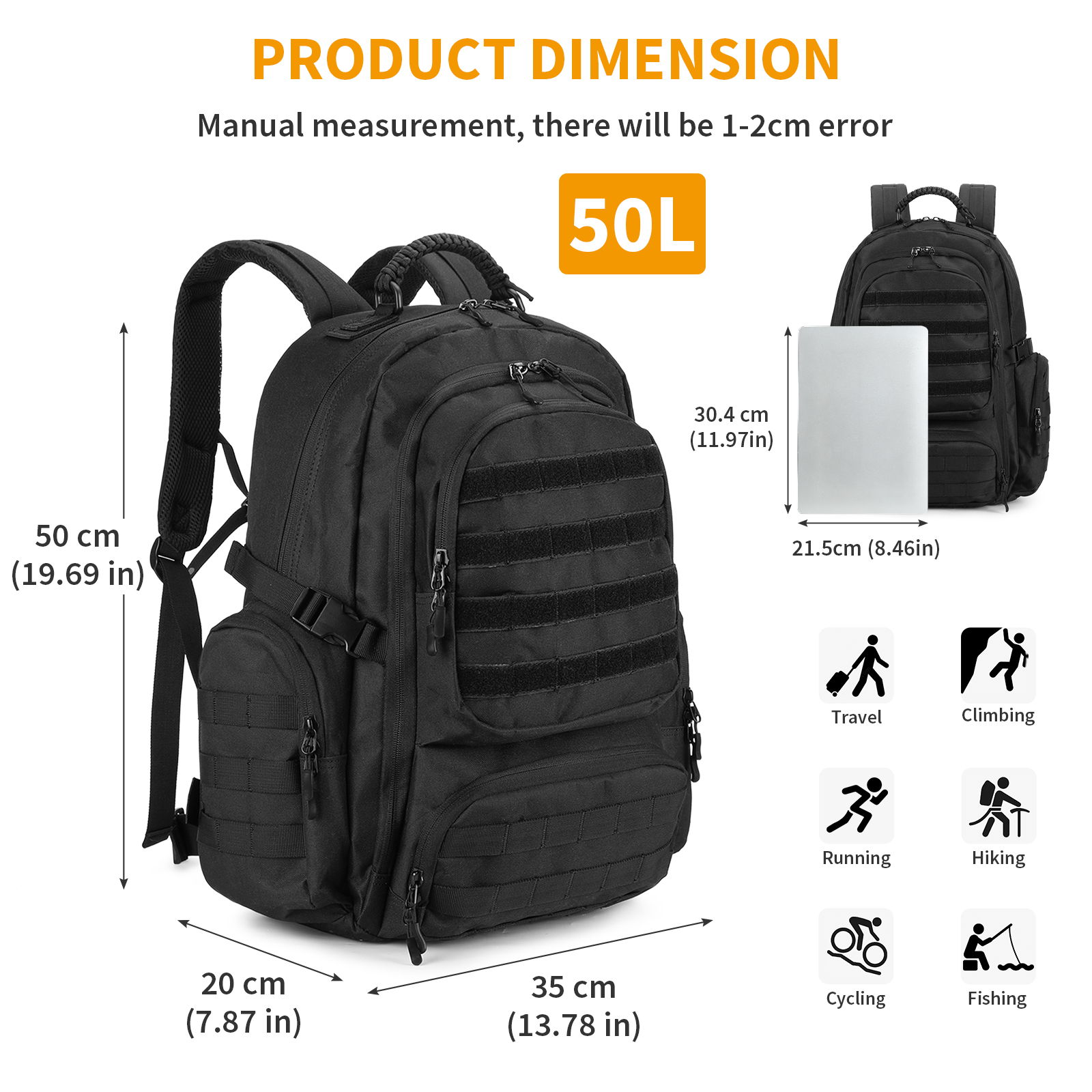 40L 50L Taktischer Rucksack Militär Wanderrucksack Wasserdicht Trekkingrucksack