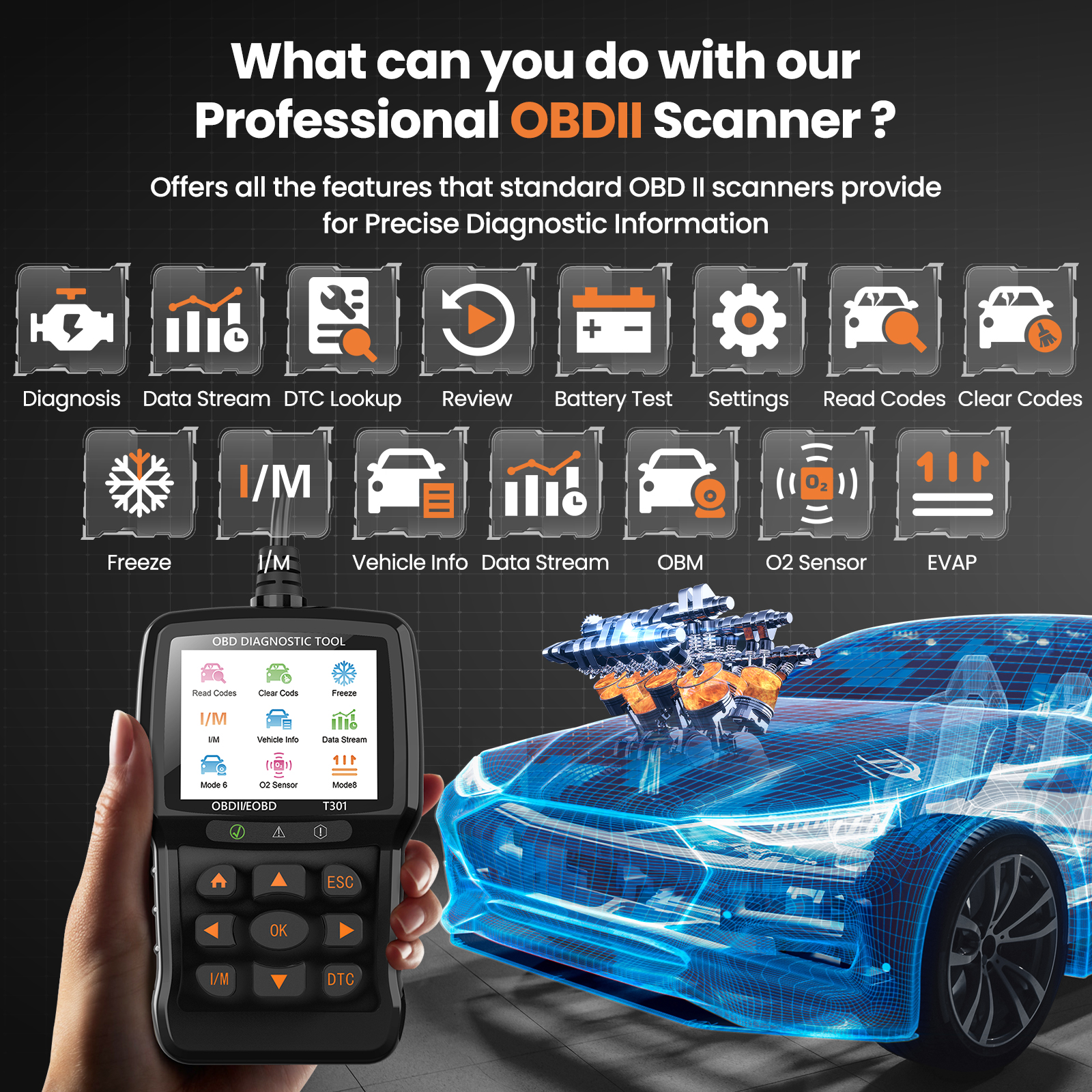 Beaspire OBD2 Scanner OBD Code Reader Car Diagnostic Tool Check Engine Fault - Bild 17 von 32