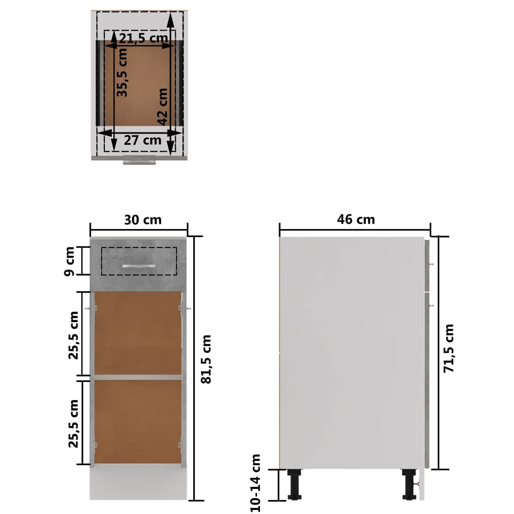 Betongrau Küchenschrank Küchenzeile Einbauküche Unterschrank Hängeschrank Module - Bild 47 von 310