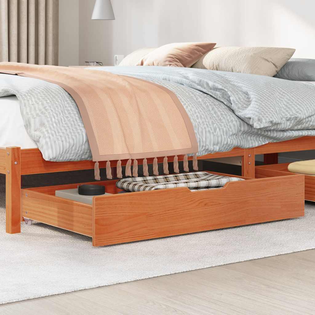 2er Set Bettkasten Bett Schublade Massivholz Kiefer Bettschubladen mit Rollen